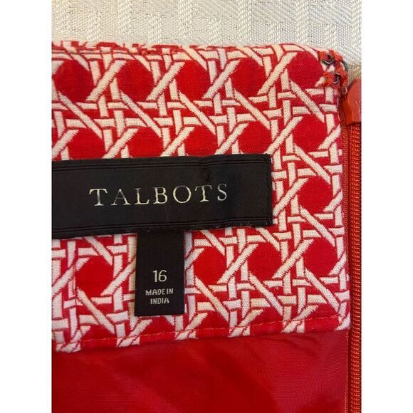 Talbots lined skirt size 16 red white geometric pattern zipper  CA#23147 - Picture 4 of 8
